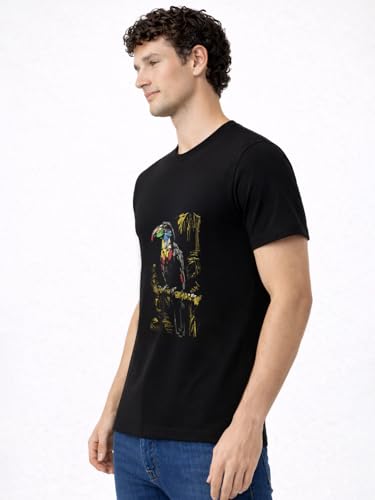 Status Quo Tropical Toucan Sketch Graphic T-Shirt Black
