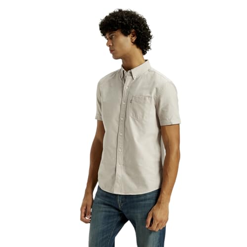 Levi's Men's Solid Slim Fit Shirt Beige