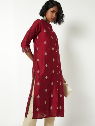 Max Women Embroidered Straight Kurta(Pink_S)