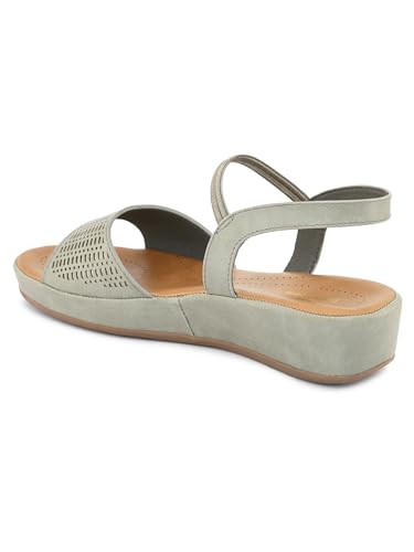 pelle albero Women Grey Slip-On Flatform Heels Sandal - PA-GLM-29_GREY_38