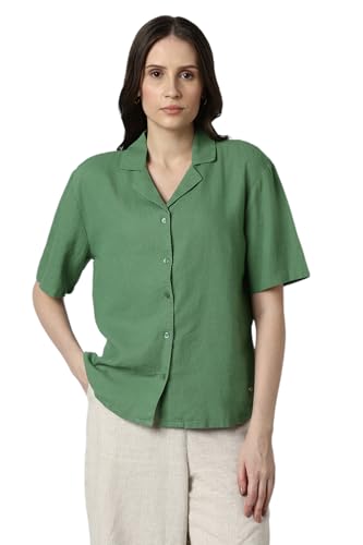 Van Heusen Women's Solid Regular Fit Shirt (VWSFURGPQ85981_Green