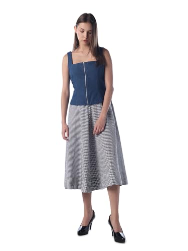 ONLY Women's Checked Fit and Flare Assorted Dress Night Sky