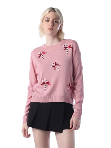 ONLY Women's Acrylic Round Neck Pullover Sweater (15355004-Bleached Bleached Mauve