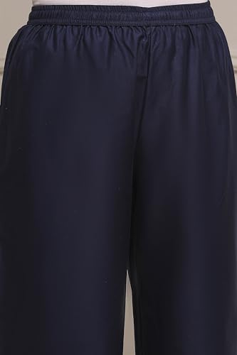 Biba Women Blue Cotton Blend A-Line Printed Suit Set_32