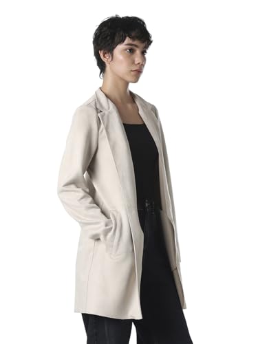 ONLY Women's Solid Regular Fit Beige Coat