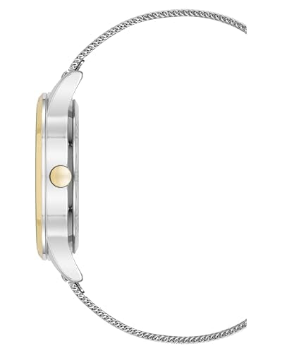 Nine West Women's Analog Watch, Silver-Tone Mesh Bracelet, Limited Movement, Mineral Crystal Lens, Two-Tone Dial