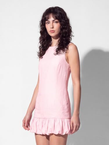 Max Women Solid Bubble Hem Dress (Pink_XXL)