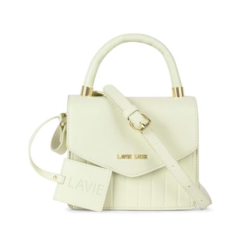 Lavie Aura Synthetic Zipper Closure Women's Sling Bag (OFF WHITE, SMALL)