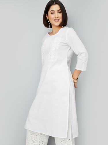 Max Women's Polycotton Regular Kurta (SCEKSU25VE_Off White
