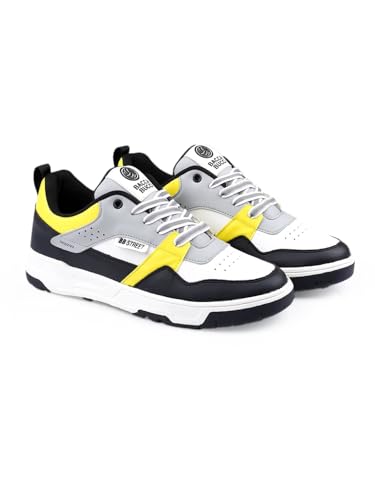 Bacca Bucci Urban Genesis 1.0 Sneakers: The Pinnacle of Street-Smart Elegance with Breathable Perforated Design and Robust Sole for The Modern Trailblazer (Yellow and White, 7)