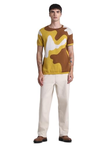 Jack & Jones Mens Yellow/Brown Slim Fit T-Shirt