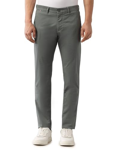 Arrow Sports Men's Twill Slim Fit Trousers Green