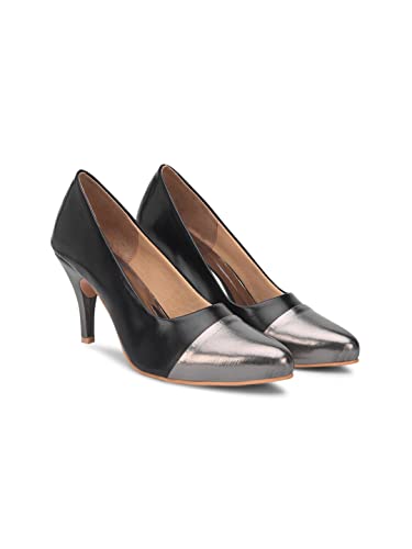 pelle albero Silver-Toned Colourblocked Block Pumps PA-NN-005_Silver