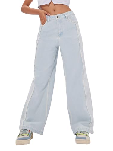 The Souled Store Denim Originals: Iceberg Blue Women and Girls Buttoned Cotton Straight Fit Jeans