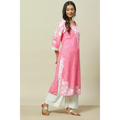 Rangriti Women Viscose Printed Kurta(RMMMARBLEL18147_Pink_M)