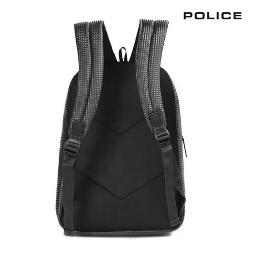 POLICE Black Medium Size 20Ltr Leather Backpack for Men & Women