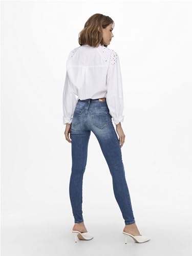 ONLY Women Washed Cotton Blend Skinny Fit Mid Rise Blue Jeans