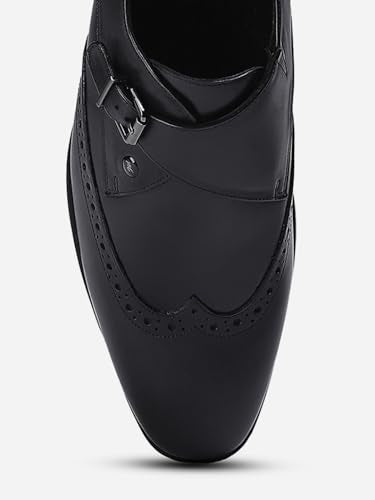 Monte Carlo Mens Black Solid Genuine Leather Monk Shoes (201816FW-2-9)