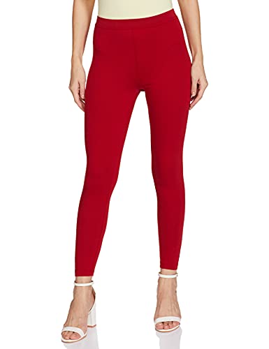 Max Women's Regular Fit Cotton Leggings (NOOSAL21RERED_RED_XL_Red_XL)