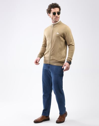 Monte Carlo Men Mock Neck Pullover | Regular Fit Full Sleeve Solid Sweater | Warm Winter Knitwear for Casual & Office Wear Camel L (Pack of 1)