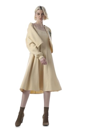 ONLY Women's Solid Fit and Flare Beige Dress
