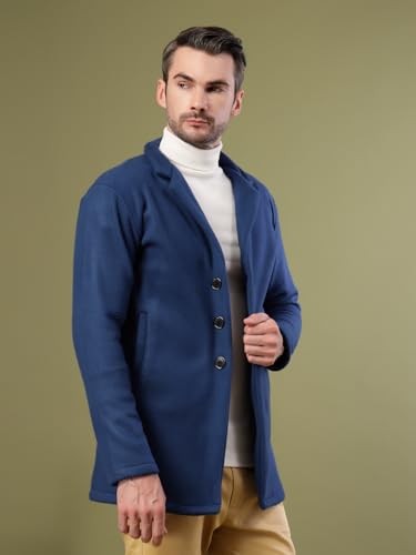 Rigo Cotton Polar Fleece Solid Overcoat for Men | Regular Fit Lapel Collar Long Jacket Overcoat | Winter Wear Men's Long Overcoat