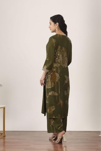Rangriti Viscose Polyester Printed Straight Festive Kurta With Palazzo