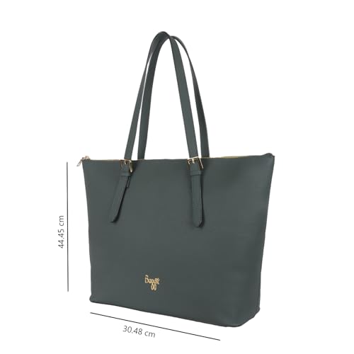 Baggit Women Green Tote Handbag Large Size | Ladies Stylish Casual Purse Bag