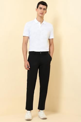 Men Black Solid Casual Trousers