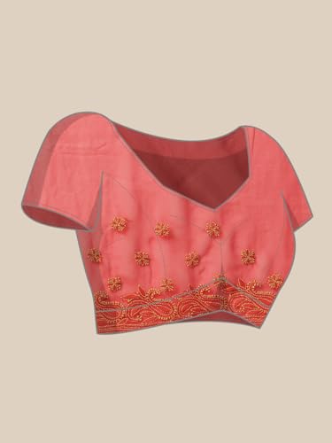 Ada Hand Embroidered Lucknowi Chikankari Georgette with Unstitched Blouse Piece for Women A311193 Red