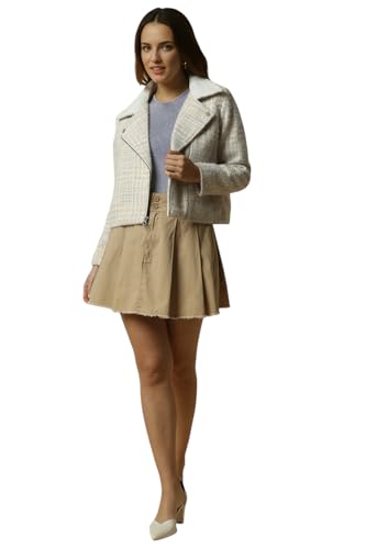 Women White Check Casual Jacket