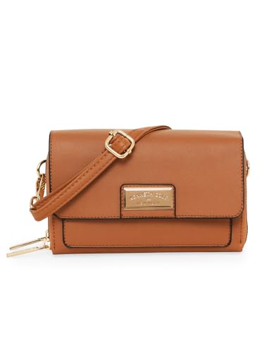 KENNETH COLE Women and Girls Stylish & Trendy Broxa Flap Over Sling Bag | Purse Handbag - Kcsl3001, Brown