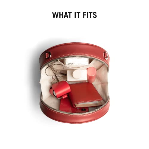 DailyObjects Printed Orbis Round Sling Crossbody Bag For Women| Stylish Terracotta Red Print Vegan Leather Purse With Slip Pocket Inside| Zip Closure & Adjustable Strap| Storage Space For Essentials