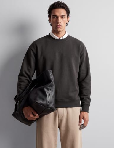 DAMENSCH Heat-Code Smart Oversized Sweatshirt for Men | Double-Brushed Fleece Winter Wear | 5°-15°C Warmth, Anti-Pill & Stretchable, Cinder Brown, M