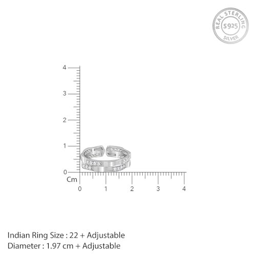 GIVA 925 Silver Zircon Studded Sparkle Ring For Him, Adjustable | Gifts for Men and Boys | With Certificate of Authenticity and 925 Stamp | 6 Months Warranty