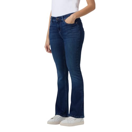 Women Blue Mid Waist Flared Fit Powerflex Jeans