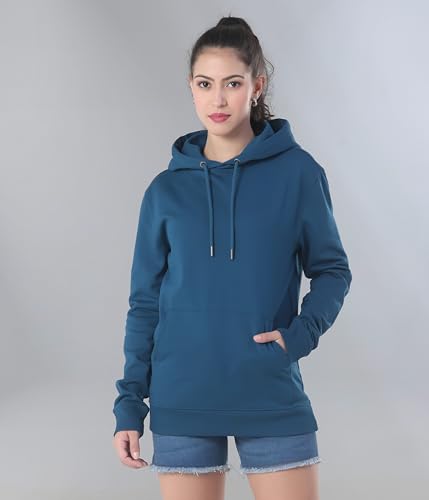TURMS Men's Hooded Sweatshirts, Odor Control, Cotton Blend Casual Travel Edition Sweatshirts, Winter Wear Pullover Teal Blue