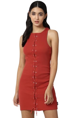 FOREVER 21 women's Cotton Classic Mini Dress (596604_Red