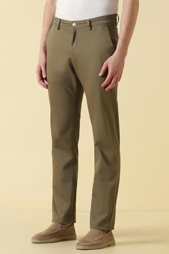 Men Khaki Textured Casual Trousers