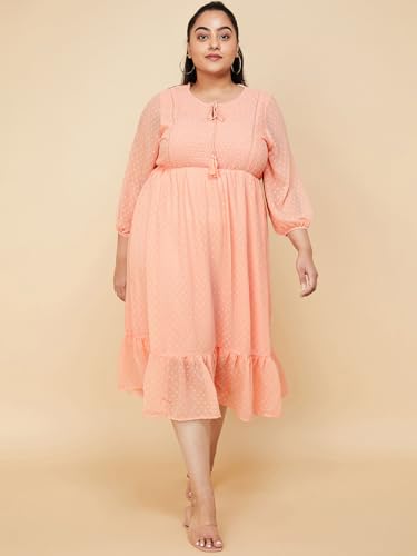 Max Plus Size Women Dobby Woven Midi Dress (DTI3203PPEACH)_3XL 20