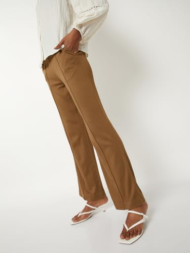 Max Women Textured Trousers (Brown_L)