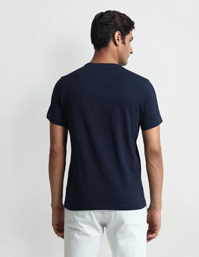 Arrow Sport Men's Regular Fit T-Shirt (ASAEOTS5118_Navy
