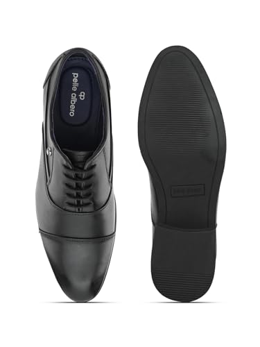 pelle albero Men's Black Leather Lace-Up Formal Oxford PA-SF-F1874_Black_39