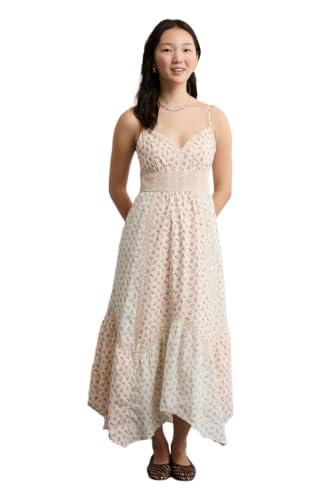 American Eagle V-Neck Lace Inset Hanky Hem Midi Dress