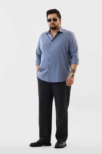 SNITCH Men Casual Blue Shirt | Regular Fit Full Sleeve Point Collar Solid Design | Premium Polyester Blend & Wrinkle-Resistant Fabric for Office & Everyday Wear
