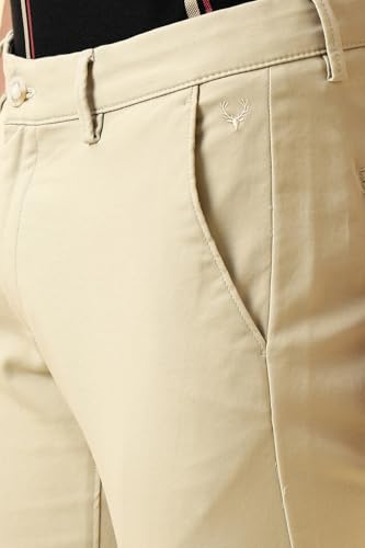 Men Beige Solid Casual Trousers