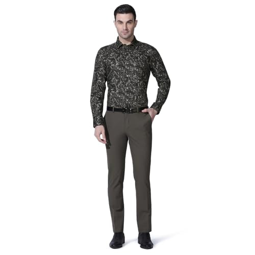 blackberrys Men Formal Brown India Slim Fit Shirt | Solid Brown Formal Shirt with Full Sleeves, Clean Construction and Office Wear Suitability | Size 48