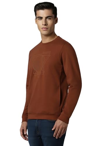 Louis Philippe Men Casual Brown Print Sweatshirt
