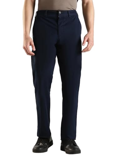 Straight Fit Solid Mid Rise Trouser
