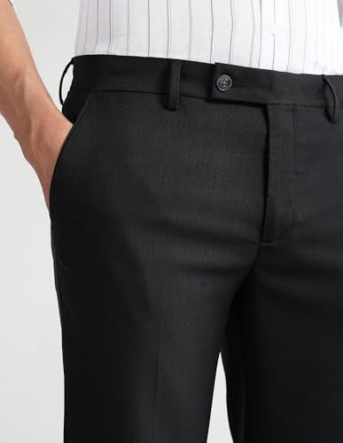 Arrow Men's Textured Dobby Trousers (ARAKTR2019_Black_32)